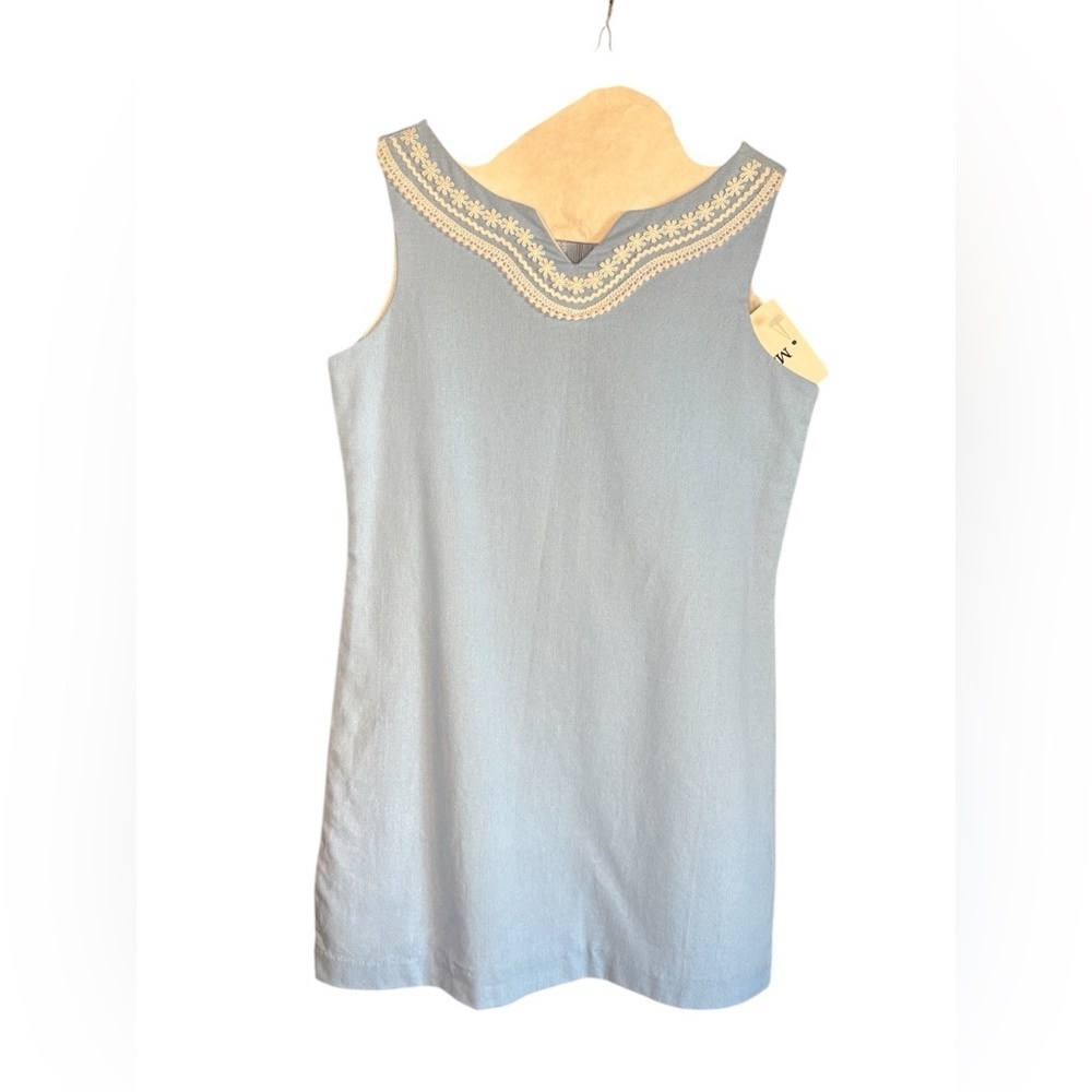 MAGGIE BREEN A-line Dress w Decorative Trim- Blue-NWT Girls 7 Made in USA